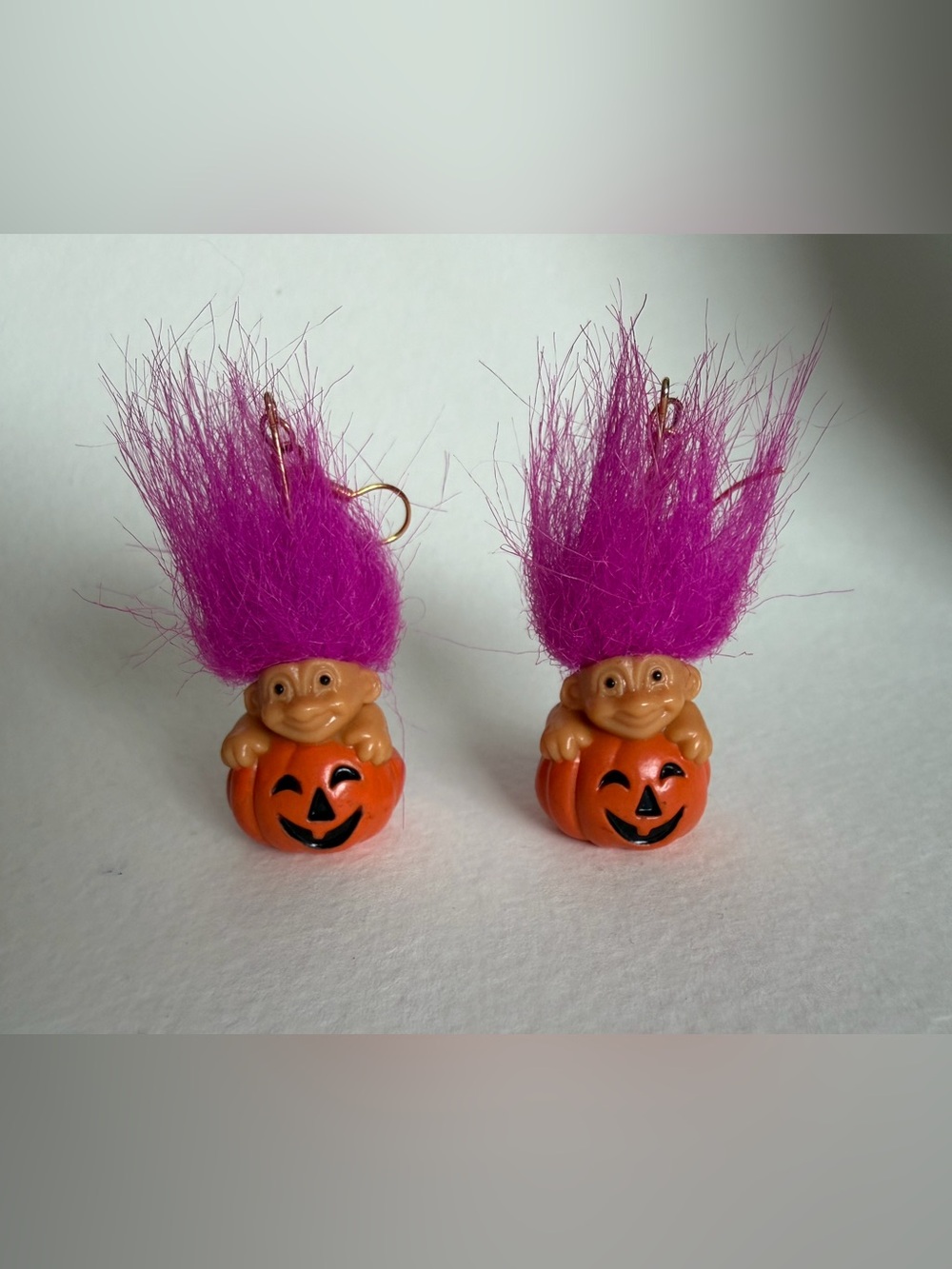 Russ Berrie "Trick or Troll" Halloween pumpkin earrings